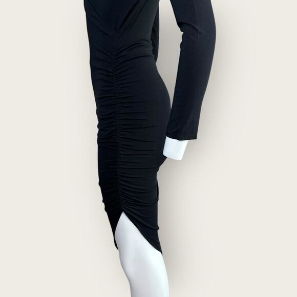 NWT | Krisa | Surplice Long Sleeve Asymmetrical Midi | Black | Medium - Picture 6 of 16